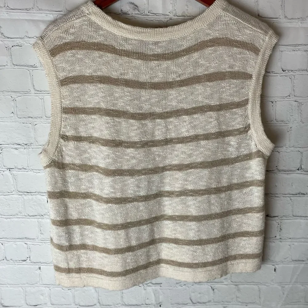 Knot Sisters Stripe Pullover Sleeveless Sweater Tank L
